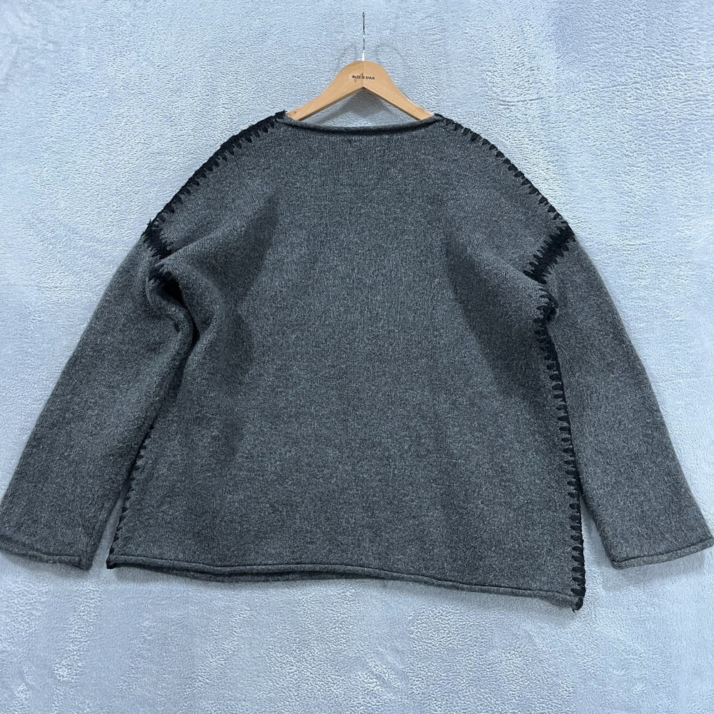 Zara Sweater Womens Large Pullover Gray Acrylic Fisherman Cottage Old Money Rare - Picture 2 of 8